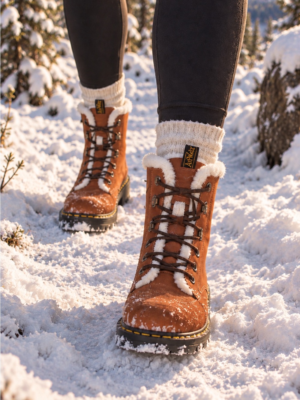 Dr. Martens Faux Fur Lined Brown Boots Women’s 11 NWOT